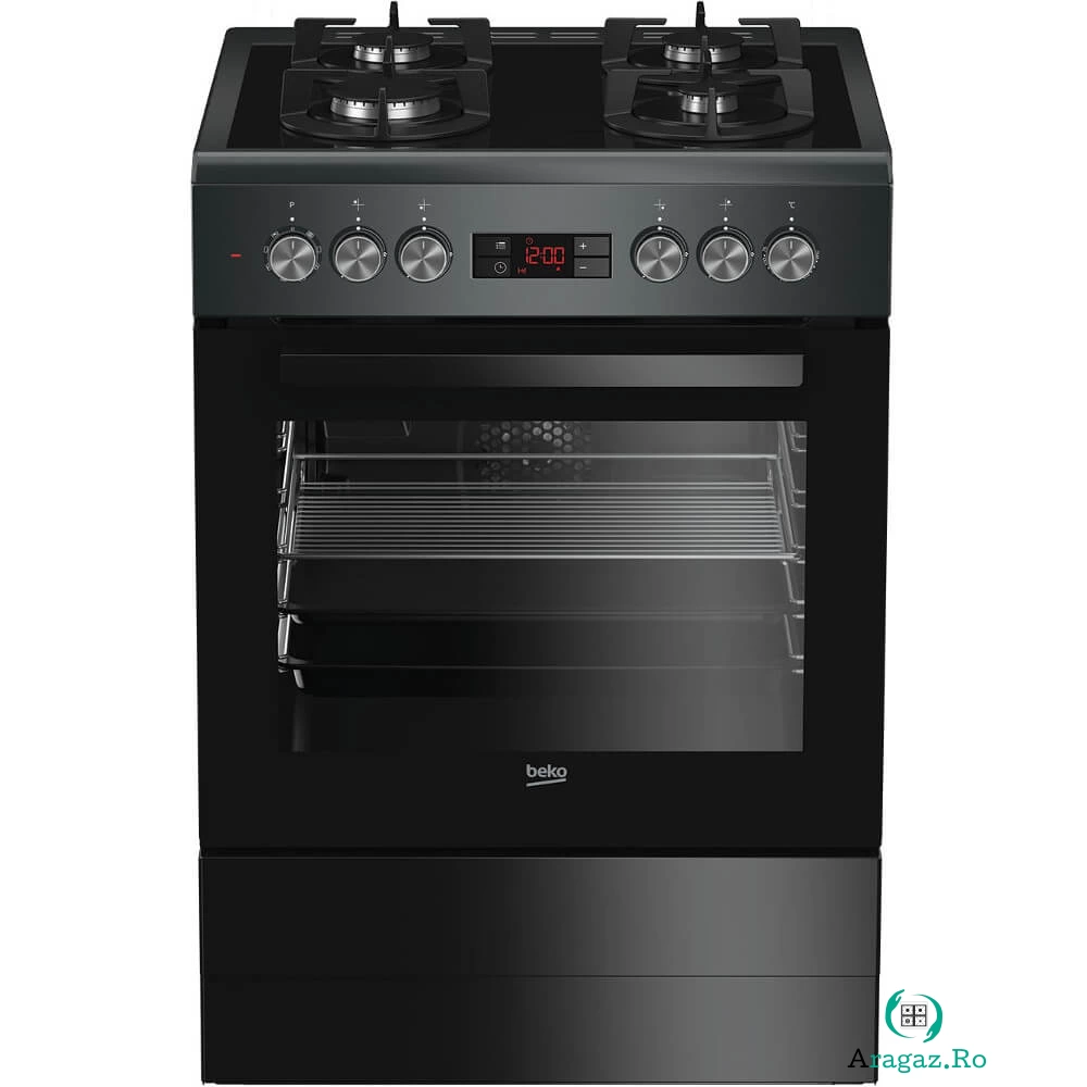 Aragaz mixt Beko FSM65330DAS, 4 Arzatoare gaz, Cuptor electric multifunctional, Grill, 60 cm, Clasa A