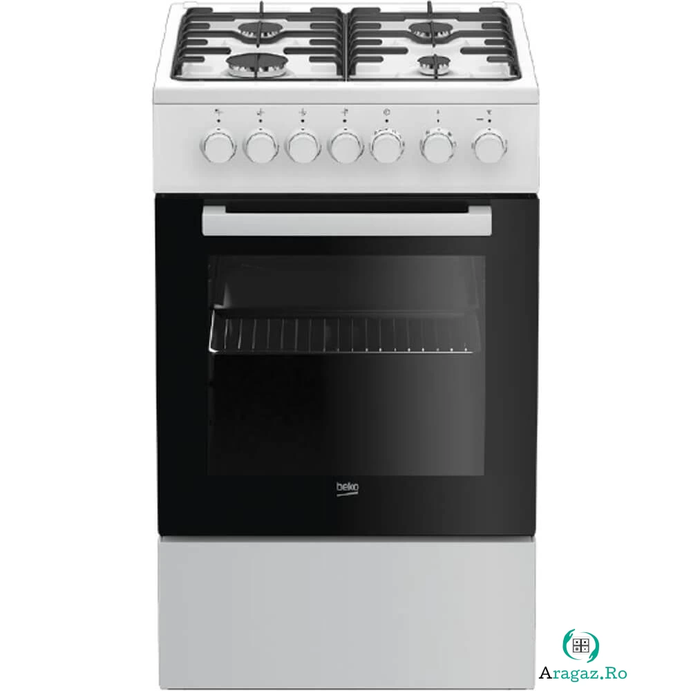 Aragaz mixt Beko FSE52120DWO, Cuptor electric, Grill, 4 arzatoare