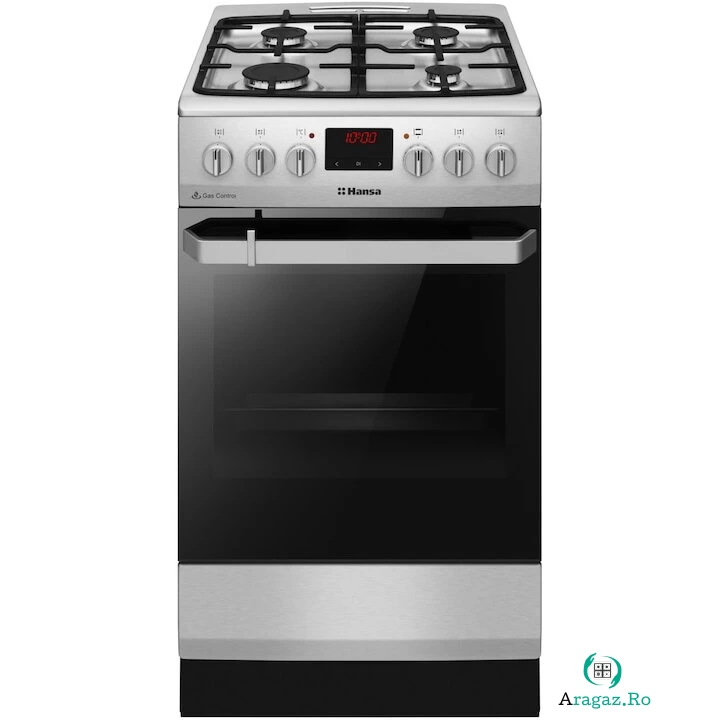 hansa Aragaz mixt Hansa FCMX5825092, 4 arzatoare, Cuptor electric, 65 l, Dispozitiv de siguranta, Argintiu, Clasa A la 1,904.99 lei ron
