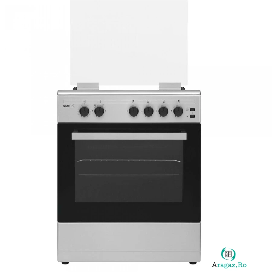 Aragaz SM661XPGS1 4 Arzatoare + Cuptor pe Gaz Grill Timer Aprindere Electrica 60CM Inox la 1,138.99 lei ron