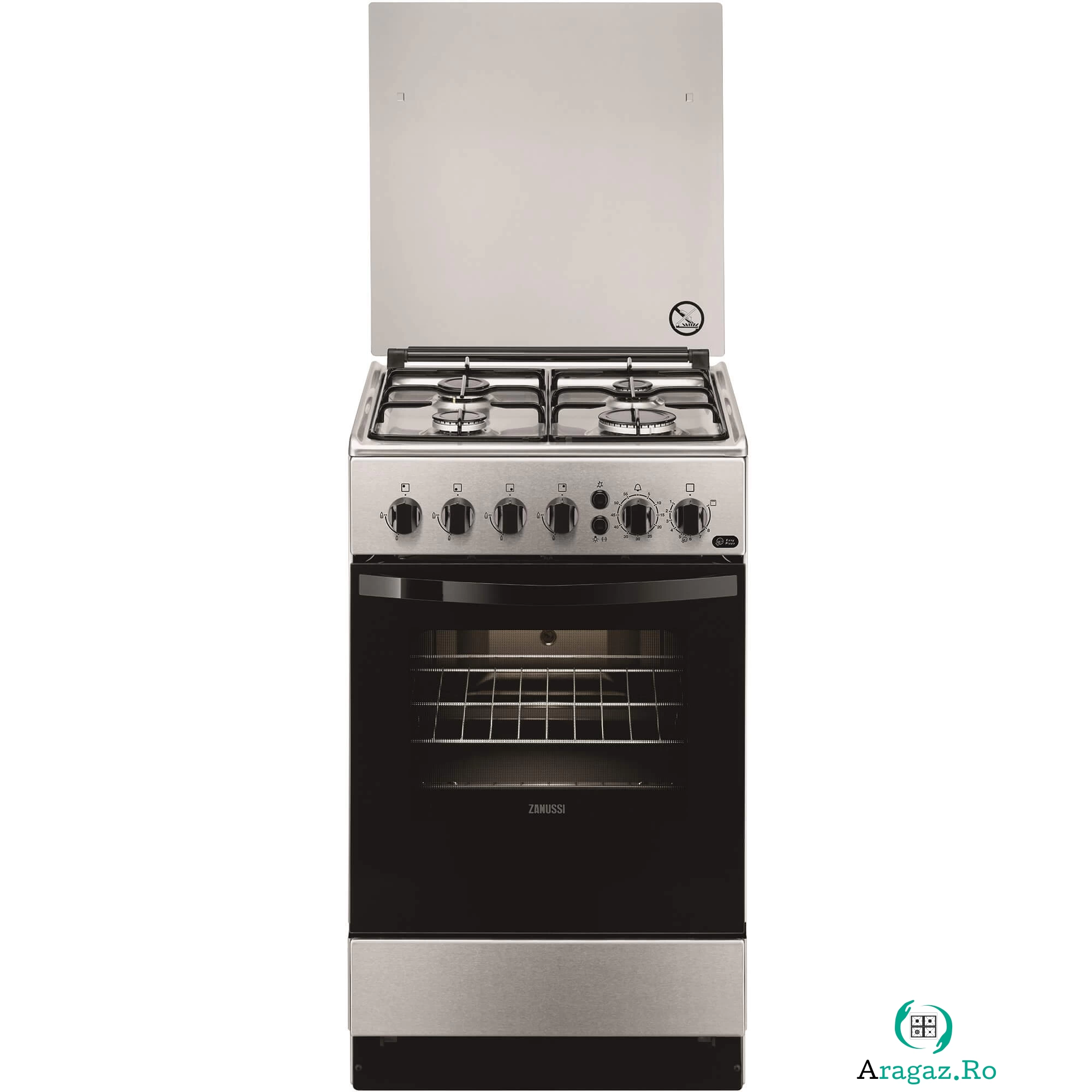 Aragaz pe Gaz Zanussi ZCG212J1XA, Rotisor, Grill, 4 arzatoare