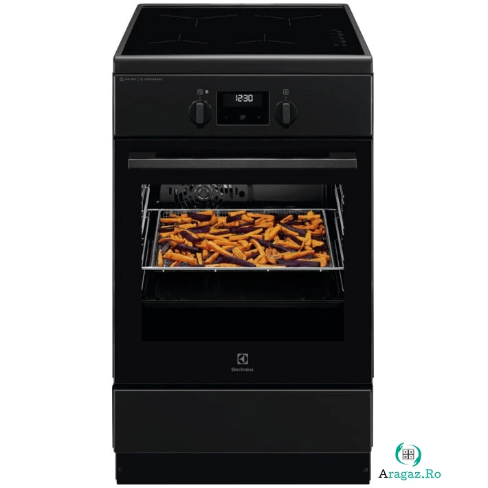 Electrolux Aragaz Electrolux LKI564266K, Electric, Inductie, 4 zone de gatit, Booster, SteamBake, AirFry, Autocuratare catalitica, Timer electronic, Grill, Iluminare cuptor, Clasa A, Negru