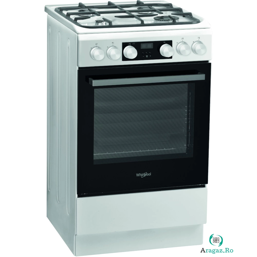 Aragaz mixt Whirlpool WS5G8CHW/E, Cuptor electric, 4 arzatoare