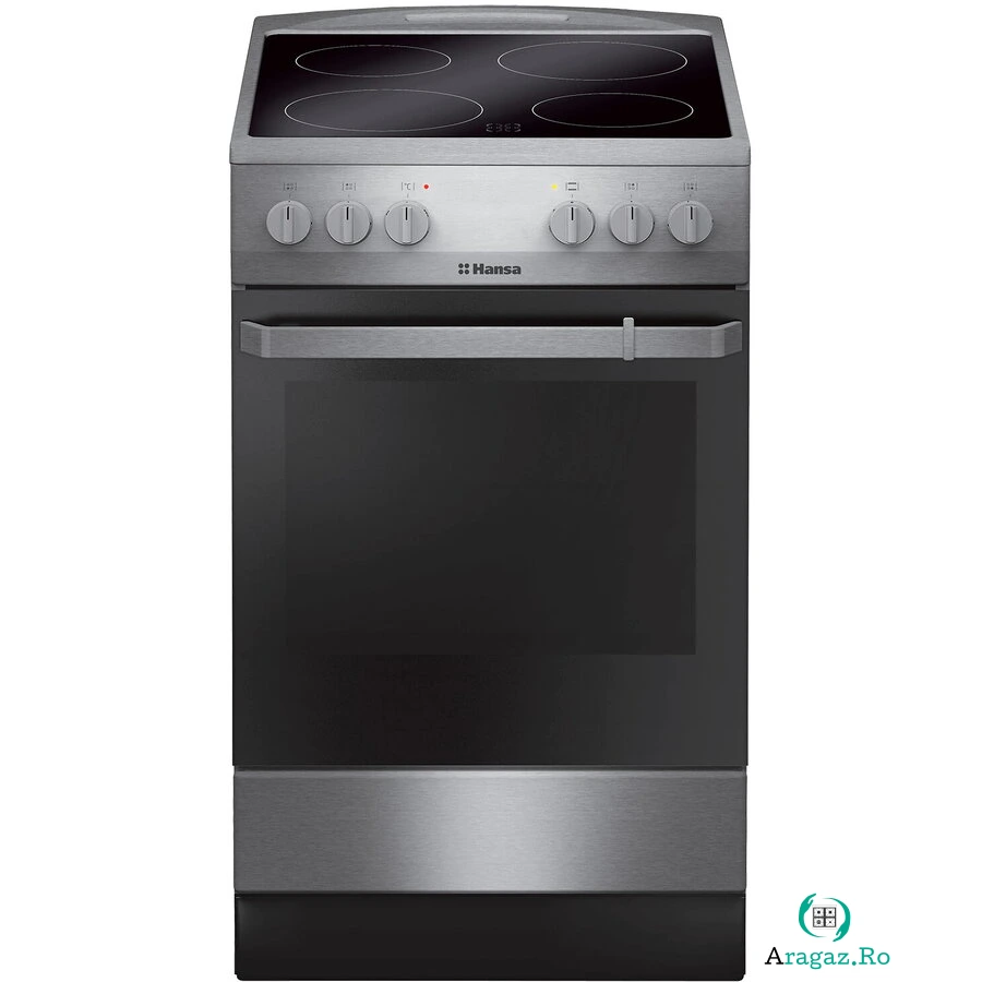 hansa Aragaz Hansa FCCX580009, electric, 4 zone de gatit, cuptor 65 l, Argintiu la 1,793.99 lei ron