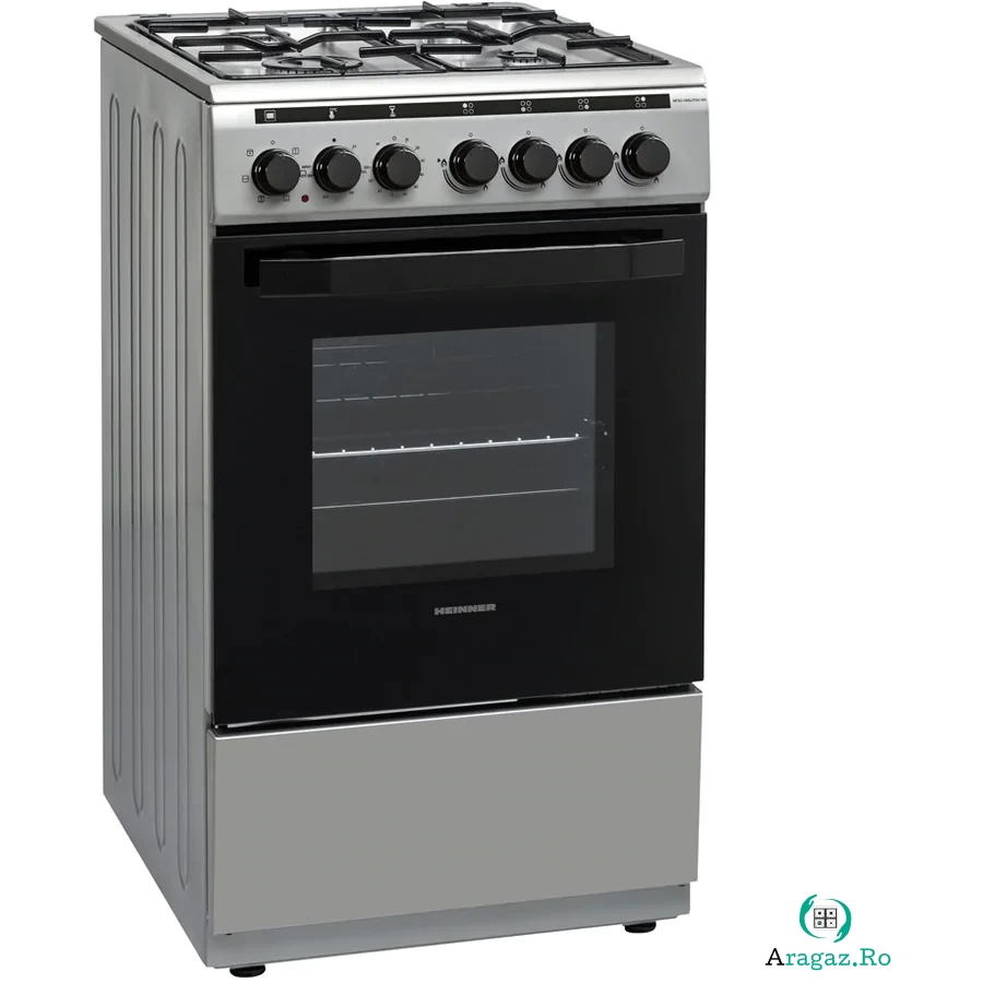 HEINNER Aragaz mixt Heinner HFSC-V60LITGC-SS, 4 arzatoare gaz, Dispozitiv de siguranta plita, Aprindere electrica, Cuptor electric, Timer, Grill, Clasa A, 50 cm, Inox la 1,487.99 lei ron