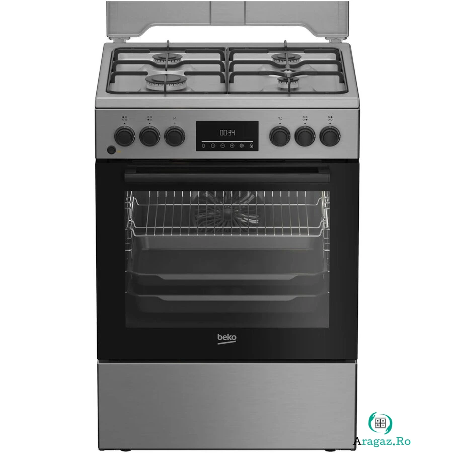 Beko Aragaz Beko FBSM62320TXD, Mixt, 4 arzatoare, 72 l, Aprindere electrica, SteamShine Cleaning, Clasa A, 60 cm, Inox