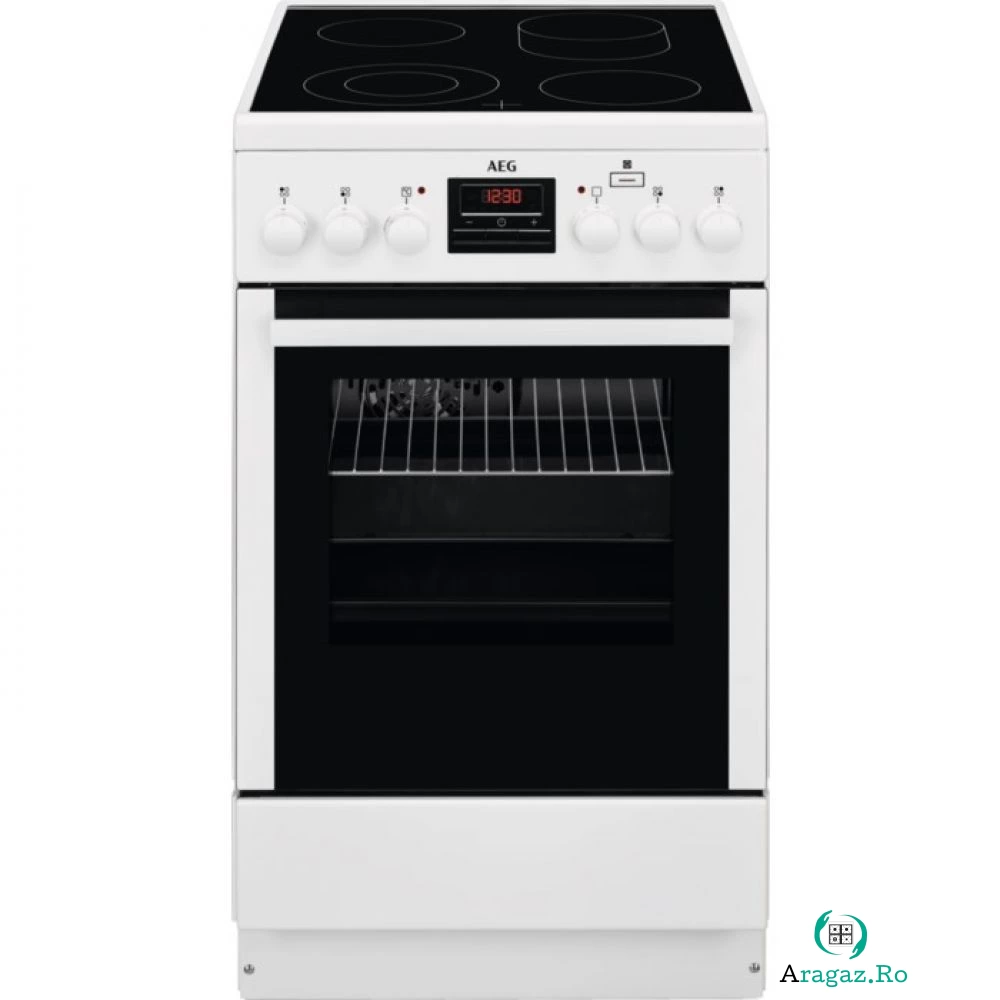 Aragaz electric AEG CCB56401BW, PlusSteam, Grill, Vitroceramic, Clasa A