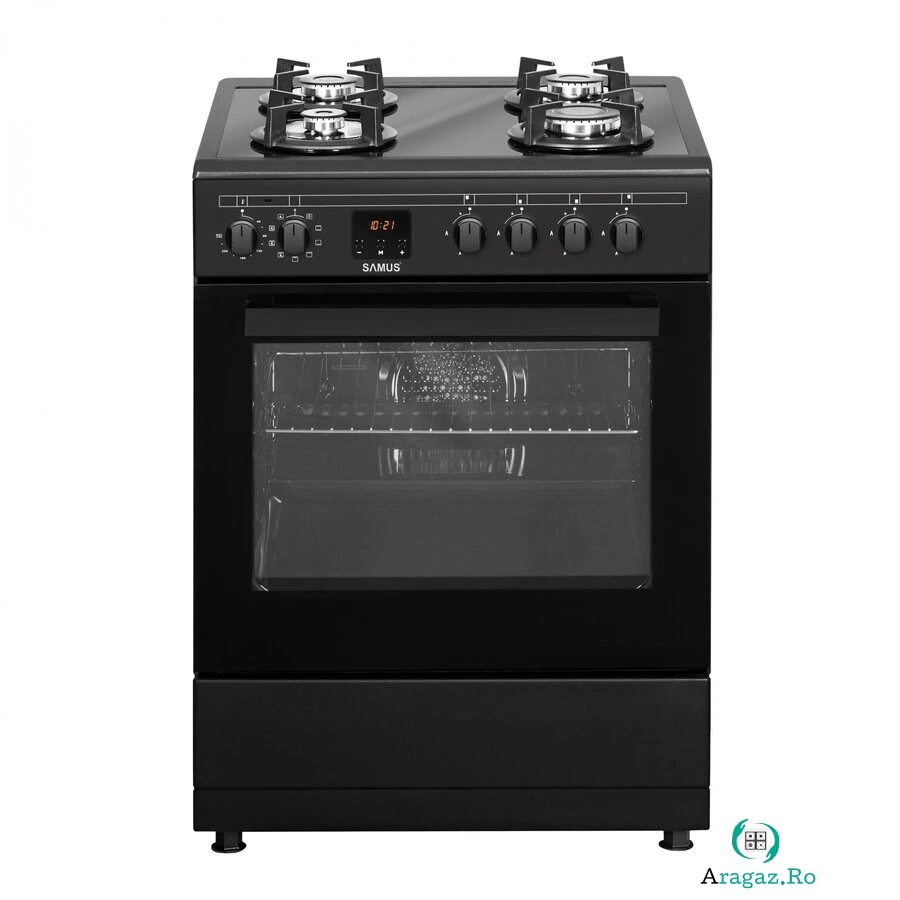Samus Aragaz mixt Samus SM665AENS, Gaz, 4 Arzatoare, Cuptor electric, 56 L, 59.8 cm, Antracit la 1,612.00 lei ron