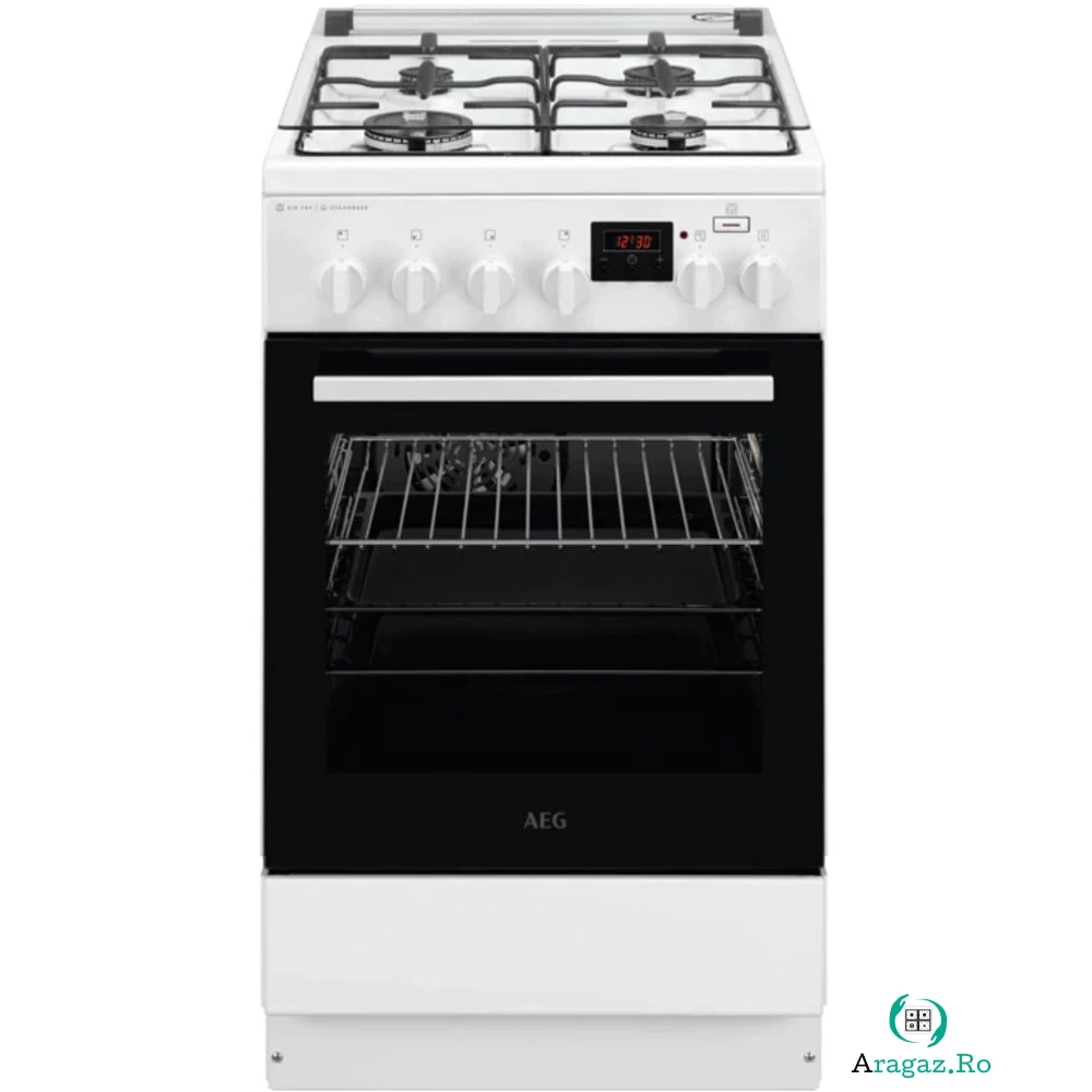 Aragaz mixt Aeg CKB56480BW, Cuptor electric, Grill, 4 arzatoare