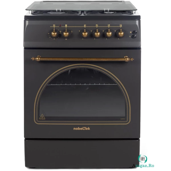 Aragaz NLT 6604RNM/FE1 Plita Gaz Cuptor Electric Aprindere Electrica Iluminare Cuptor Negru Mat la 1,499.99 lei ron