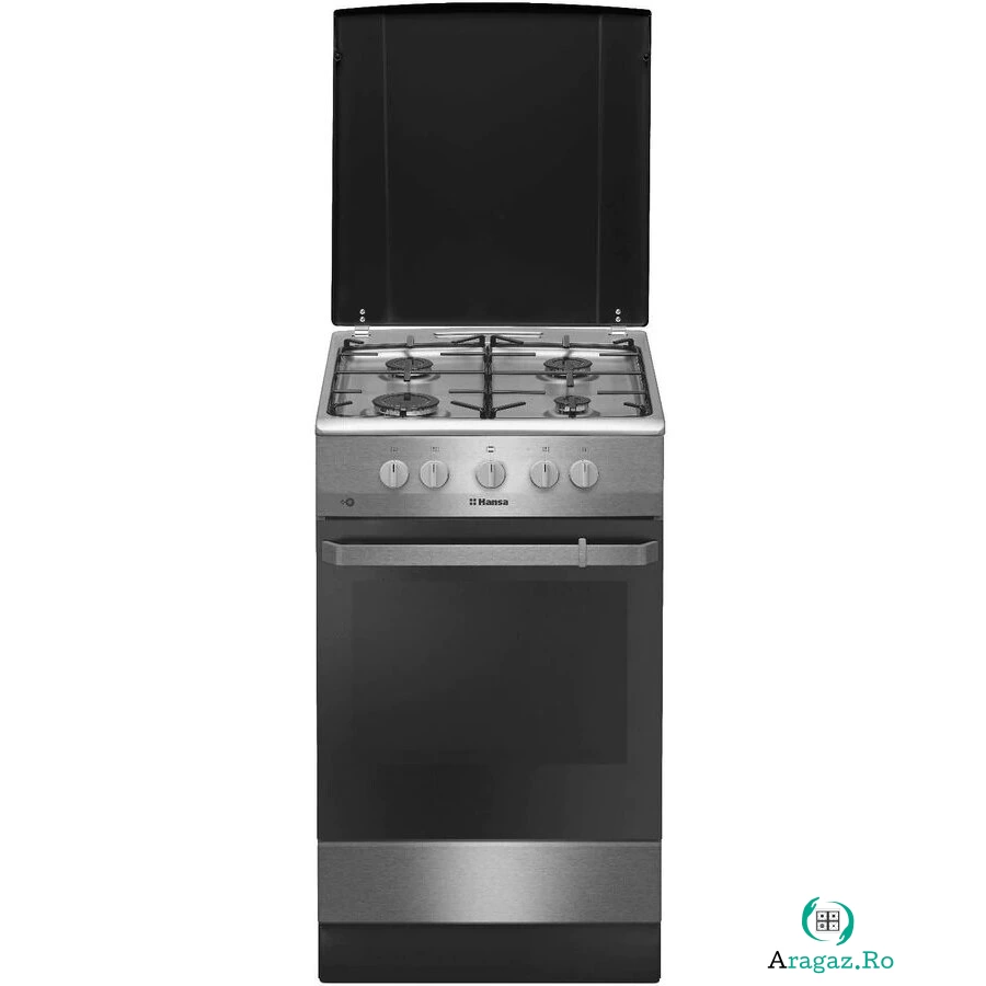 hansa Aragaz pe gaz FCGX58099, 50x60 cm, 4 arzatoare, plita gaz, cuptor gaz, 2 functii, 58 l, gril, aprindere electrica cuptor si plita, inox la 1,667.99 lei ron